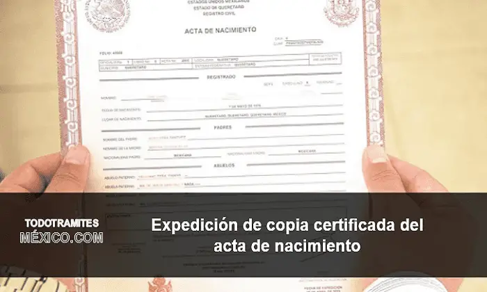 expedicion de copia certificada del acta de nacimiento